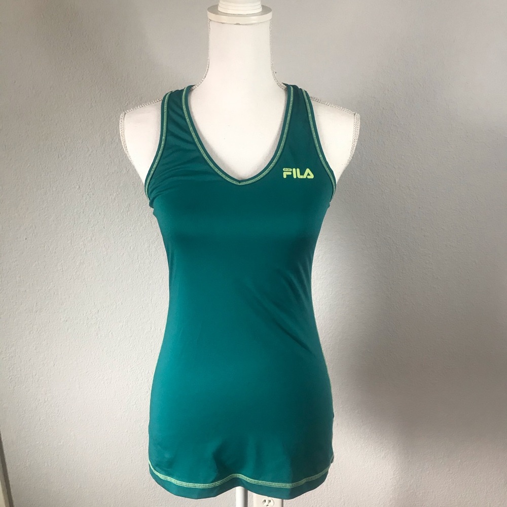 Fila Sport Teal & Lime Green Racerback Tank Top